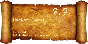 Hecker Fanni névjegykártya
